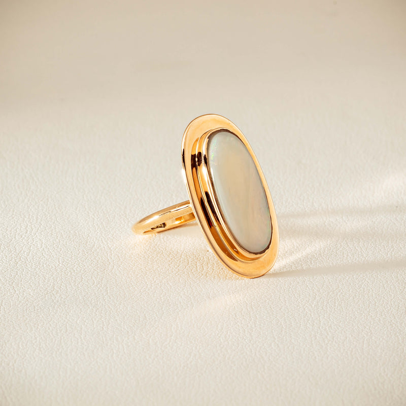 Deja Vu 15ct Rose Gold Opal Bezel-Set Ring - Ring - Walker & Hall