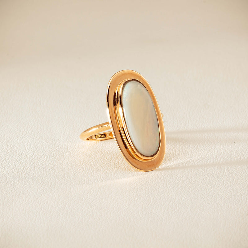 Deja Vu 15ct Rose Gold Opal Bezel-Set Ring - Ring - Walker & Hall