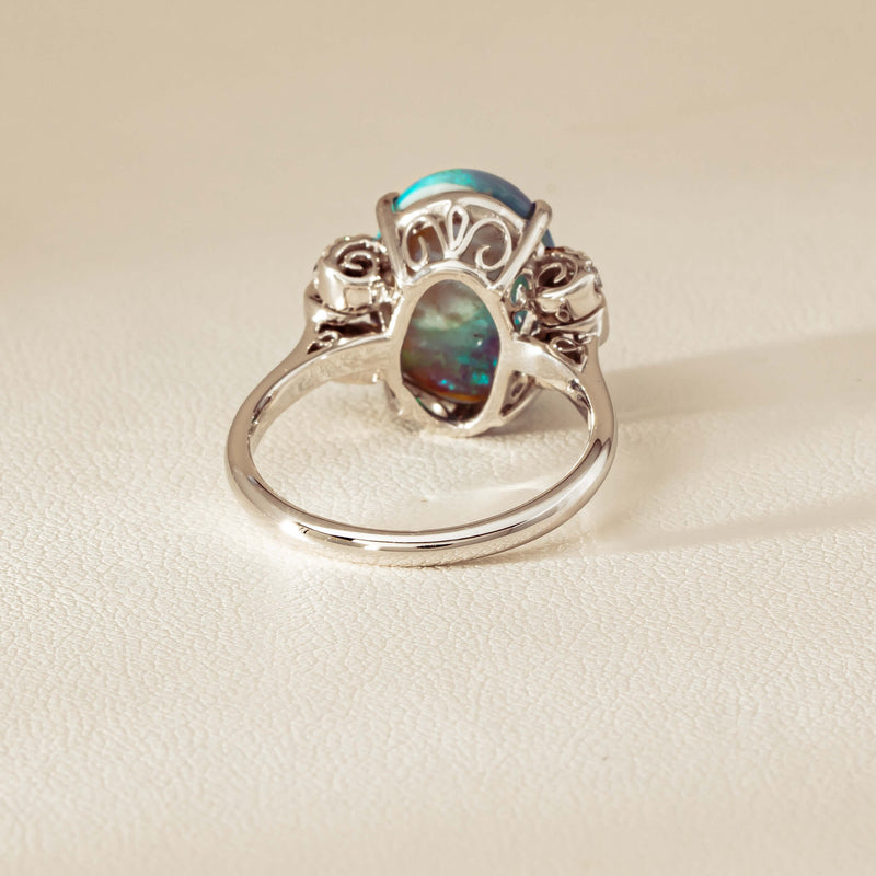 Vintage Silver/Palladium/Gold Opal & Diamond Ring - Ring - Walker & Hall