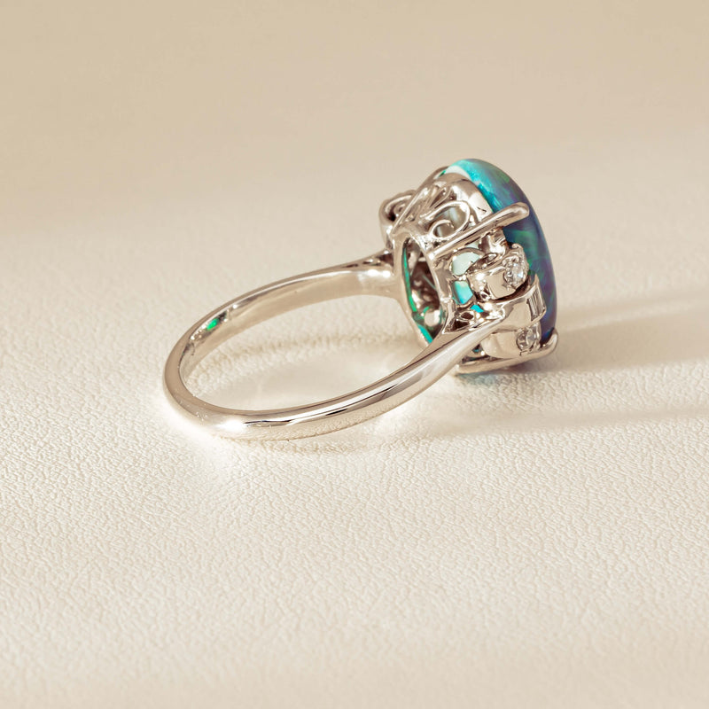 Vintage Silver/Palladium/Gold Opal & Diamond Ring - Ring - Walker & Hall