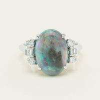 Vintage Silver/Palladium/Gold Opal & Diamond Ring - Ring - Walker & Hall
