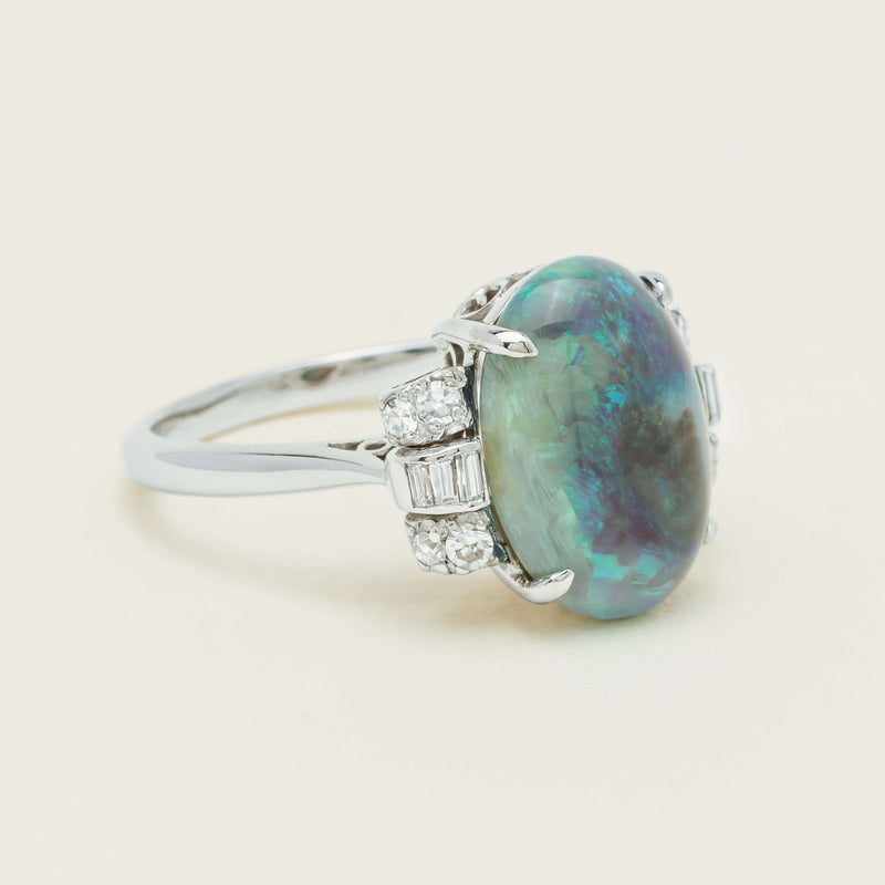 Vintage Silver/Palladium/Gold Opal & Diamond Ring - Ring - Walker & Hall