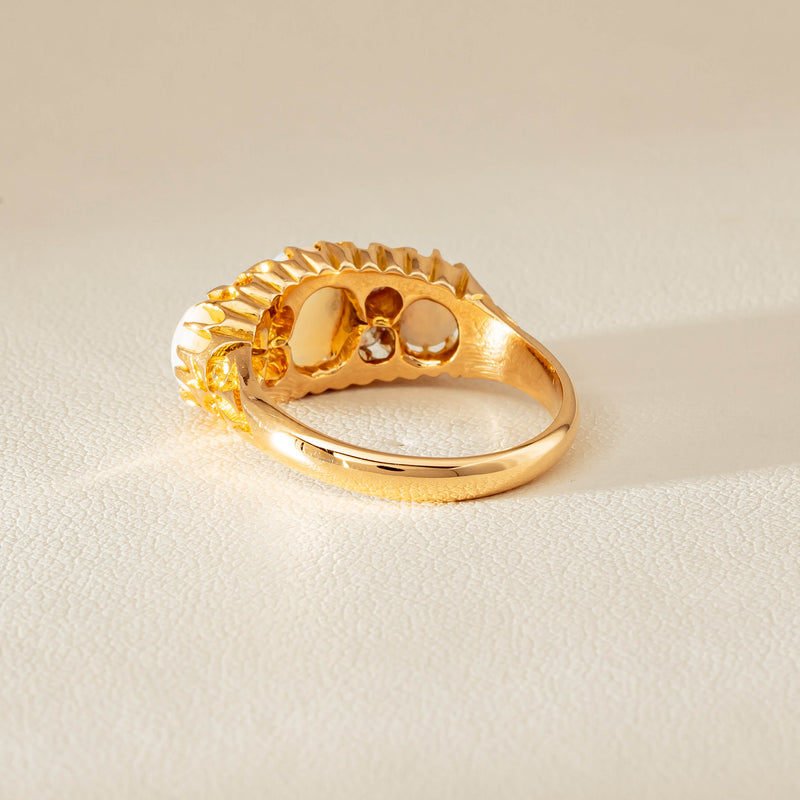 Vintage 18ct Yellow Gold Opal & Diamond Ring - Ring - Walker & Hall