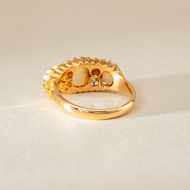 Vintage 18ct Yellow Gold Opal & Diamond Ring - Ring - Walker & Hall