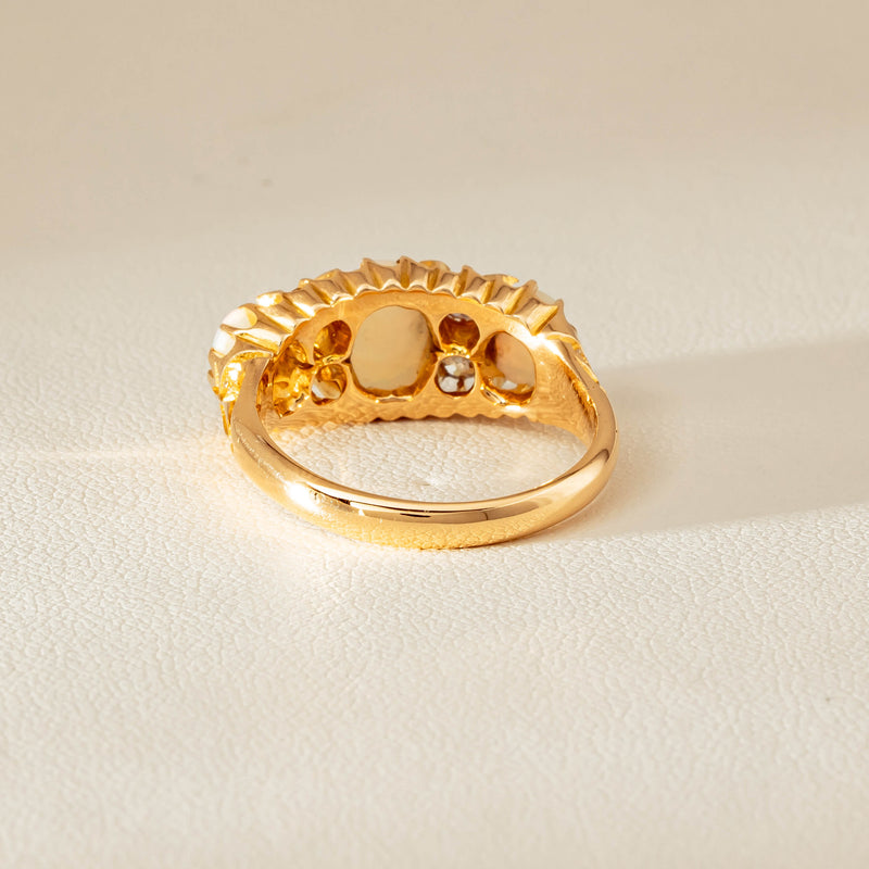 Vintage 18ct Yellow Gold Opal & Diamond Ring - Ring - Walker & Hall