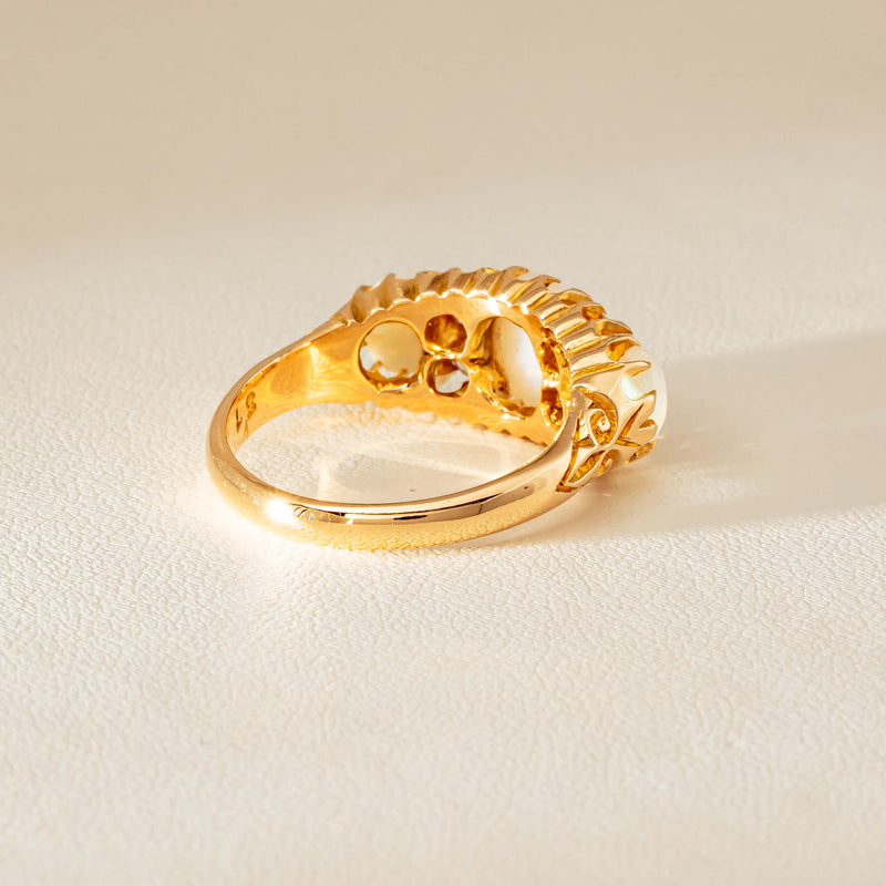 Vintage 18ct Yellow Gold Opal & Diamond Ring - Ring - Walker & Hall