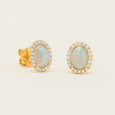 18ct Yellow Gold 1.30ct Opal & Diamond Nina Earrings