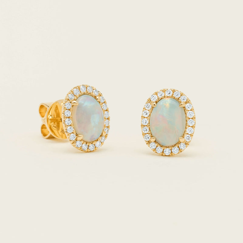 18ct Yellow Gold 1.30ct Opal & Diamond Nina Earrings