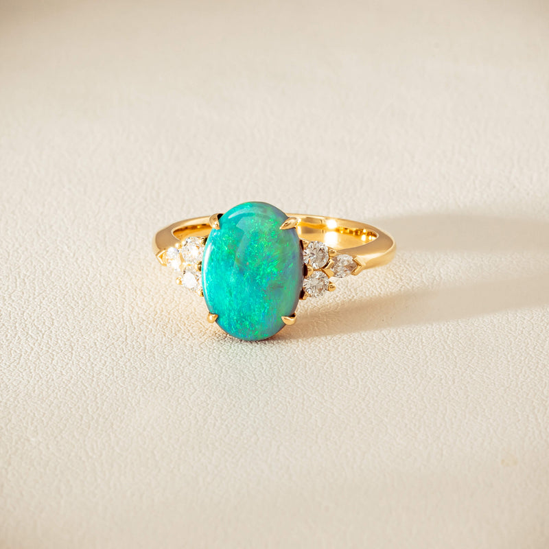 18ct Yellow Gold 2.30ct Opal & Diamond Oriana Ring