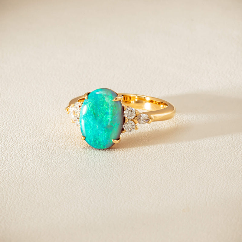 18ct Yellow Gold 2.30ct Opal & Diamond Oriana Ring