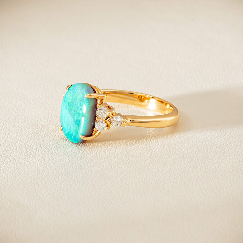 18ct Yellow Gold 2.30ct Opal & Diamond Oriana Ring