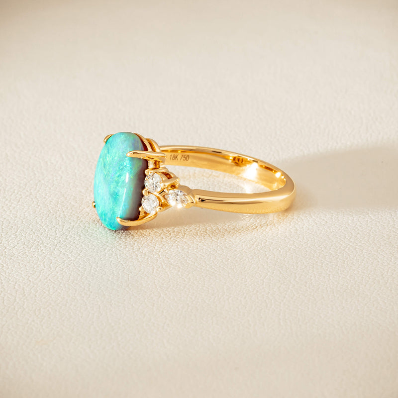 18ct Yellow Gold 2.30ct Opal & Diamond Oriana Ring