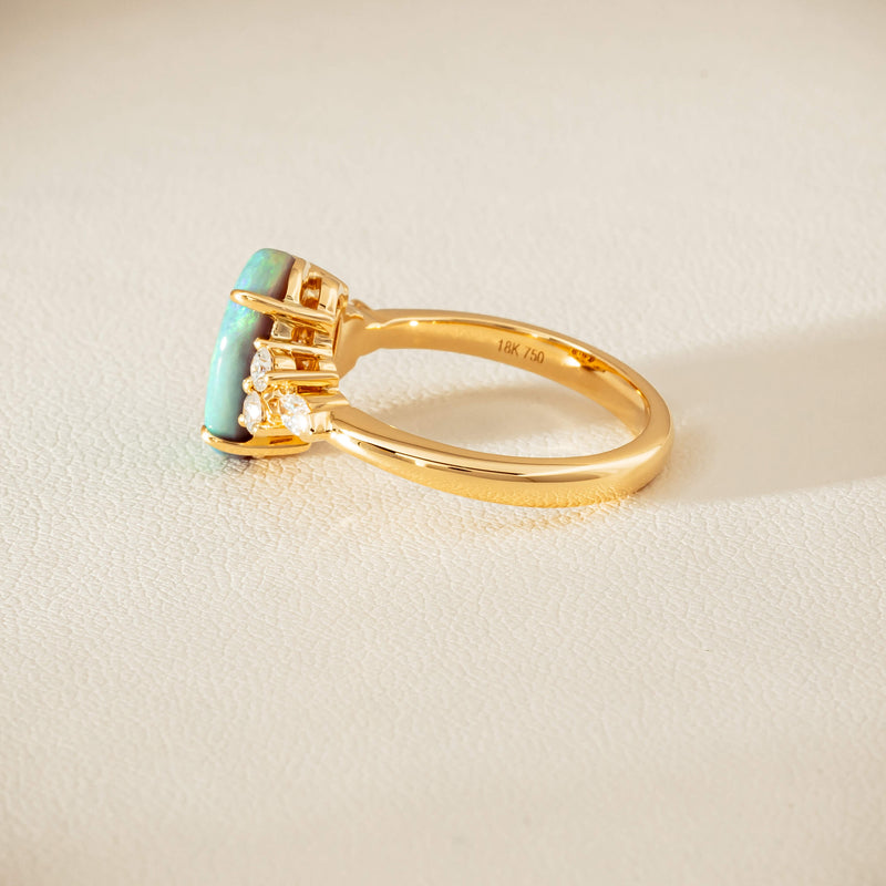 18ct Yellow Gold 2.30ct Opal & Diamond Oriana Ring