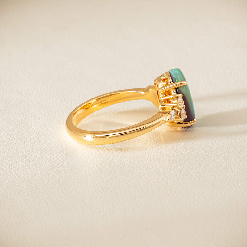 18ct Yellow Gold 2.30ct Opal & Diamond Oriana Ring
