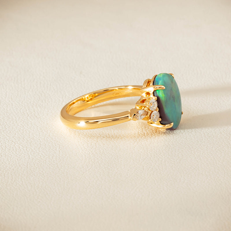 18ct Yellow Gold 2.30ct Opal & Diamond Oriana Ring
