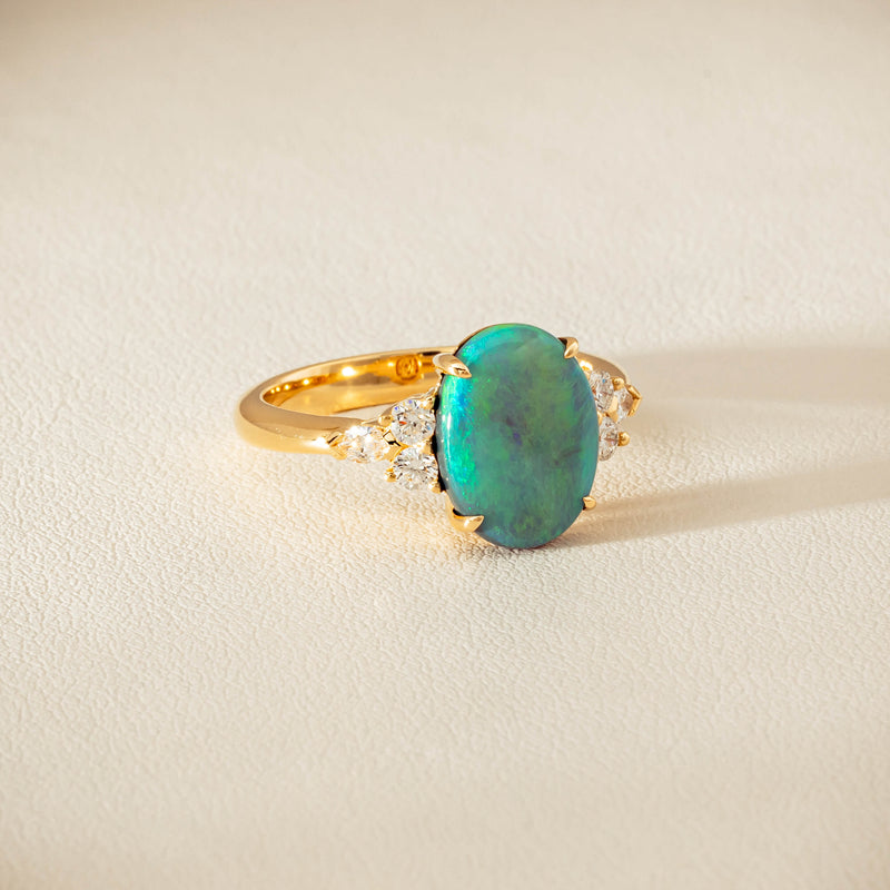 18ct Yellow Gold 2.30ct Opal & Diamond Oriana Ring