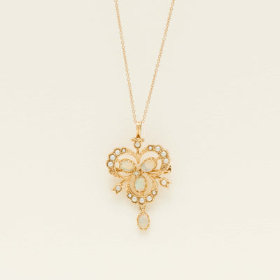 Deja Vu 9ct Yellow Gold Opal & Seed Pearl Pendant - Necklace - Walker & Hall