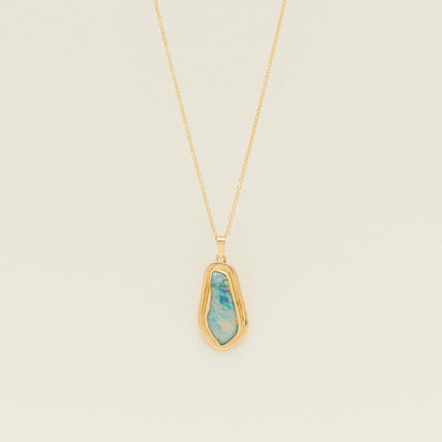 Deja Vu 18ct Yellow Gold Asymmetrical Opal Pendant - Necklace - Walker & Hall