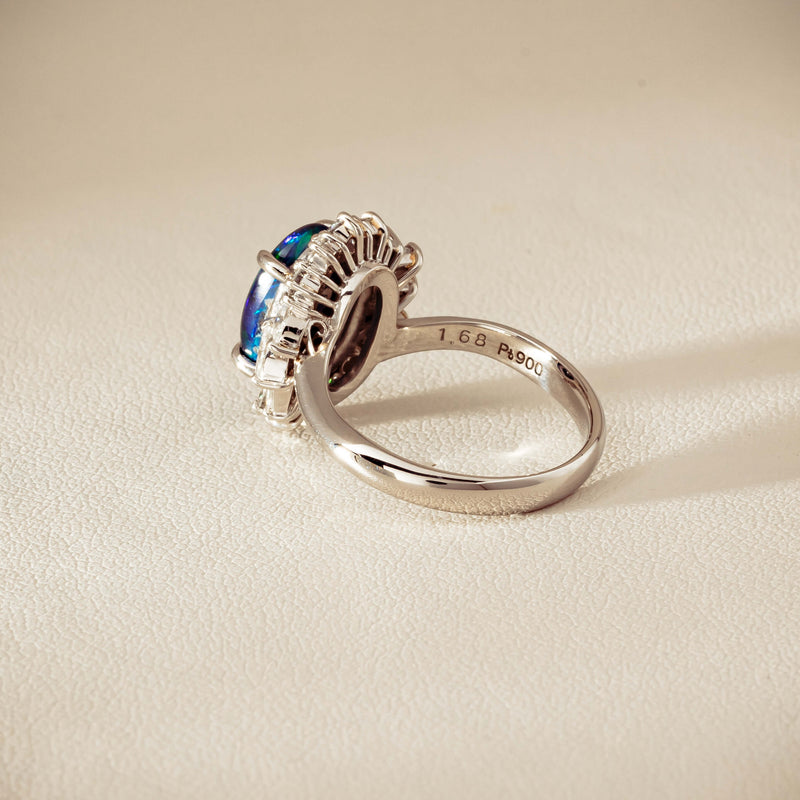 Deja Vu Platinum 1.68ct Opal & Diamond Halo Ring