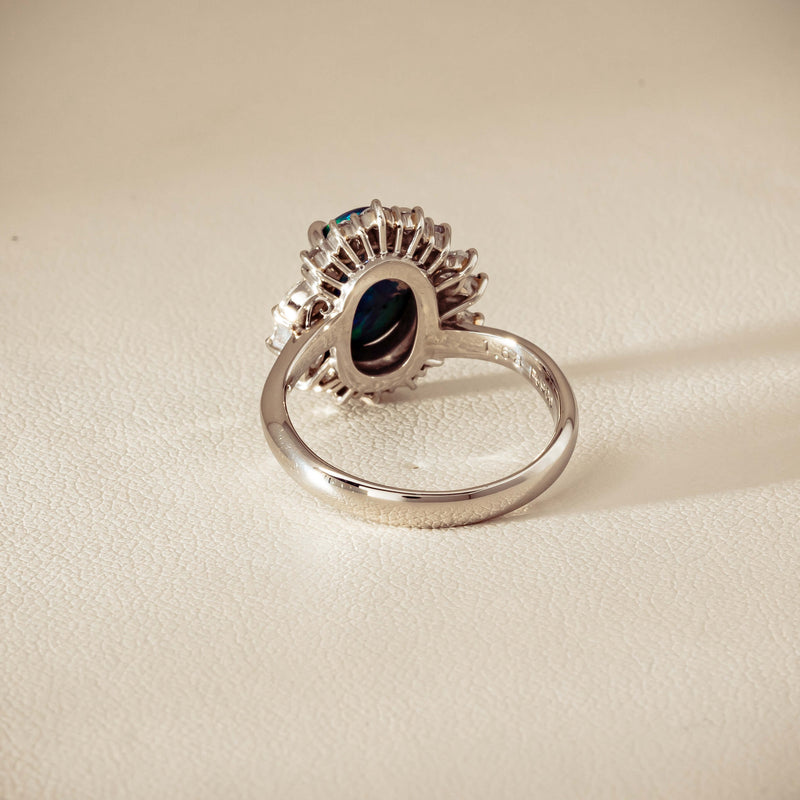 Deja Vu Platinum 1.68ct Opal & Diamond Halo Ring