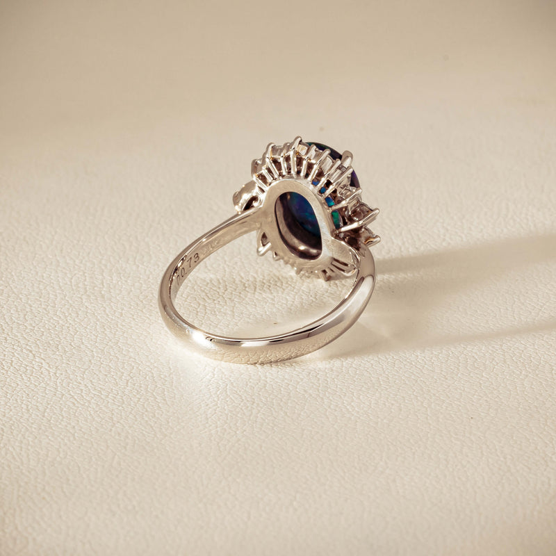 Deja Vu Platinum 1.68ct Opal & Diamond Halo Ring