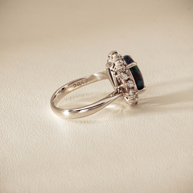 Deja Vu Platinum 1.68ct Opal & Diamond Halo Ring