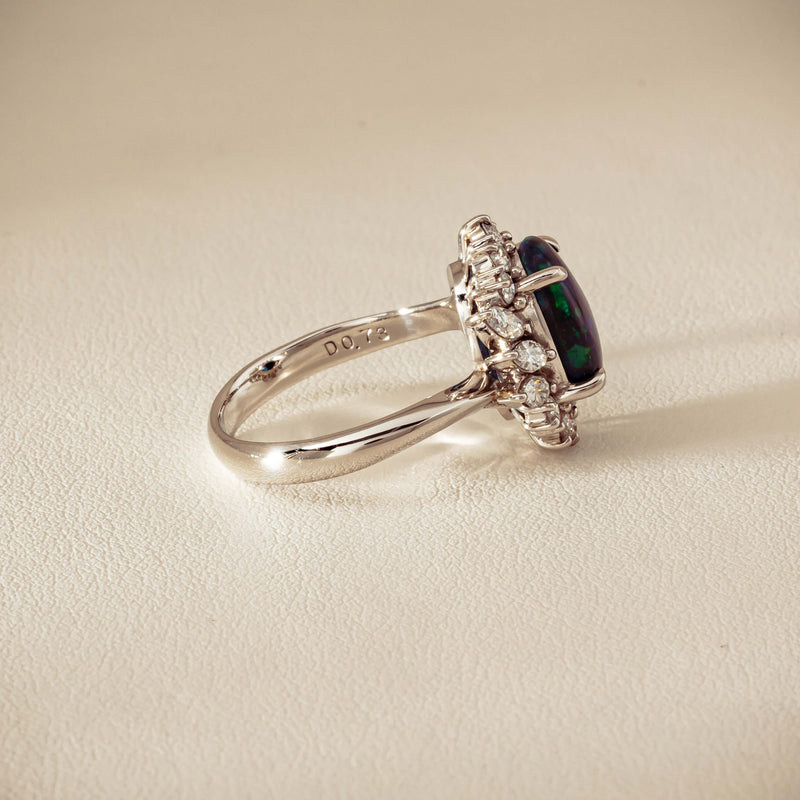 Deja Vu Platinum 1.68ct Opal & Diamond Halo Ring