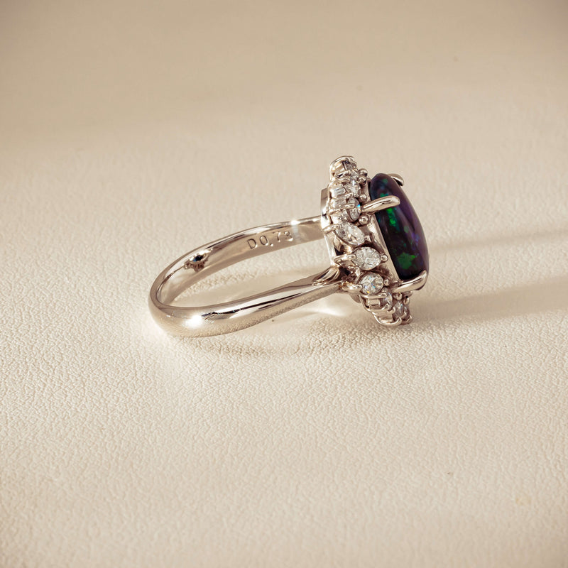 Deja Vu Platinum 1.68ct Opal & Diamond Halo Ring