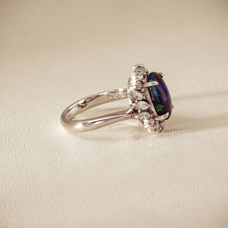 Deja Vu Platinum 1.68ct Opal & Diamond Halo Ring