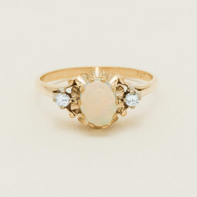 Deja Vu 9ct Yellow Gold Opal & Diamond Set Ring - Ring - Walker & Hall