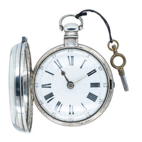 Vintage Sterling Silver Pair-Cased Verge Fob Watch-Pocket Watch-Walker & Hall