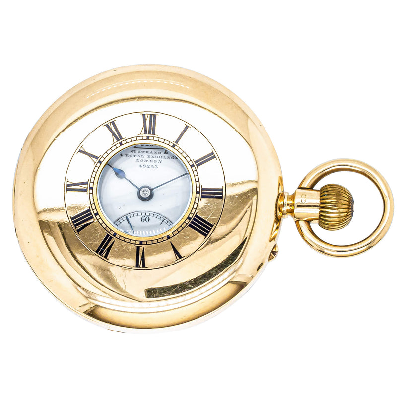 Vintage 18ct Yellow Gold Half Hunter Cased Pocket Watch-Pocket Watch-Walker & Hall
