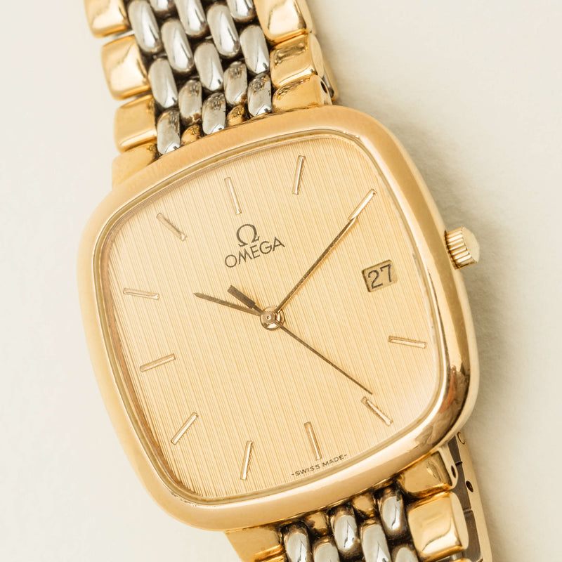 Vintage Stainless Steel & Gold Plated Omega de Ville Watch