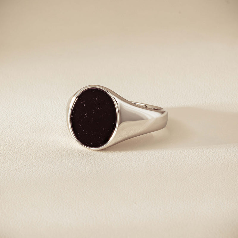 Sterling Silver Oval Onyx Signet Ring - Ring - Walker & Hall