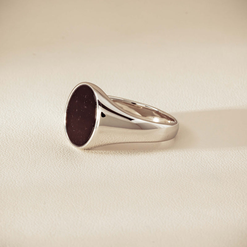 Sterling Silver Oval Onyx Signet Ring - Ring - Walker & Hall