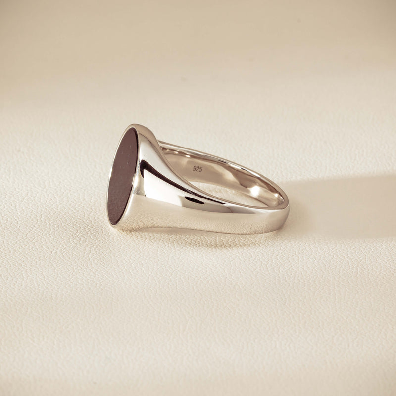 Sterling Silver Oval Onyx Signet Ring - Ring - Walker & Hall