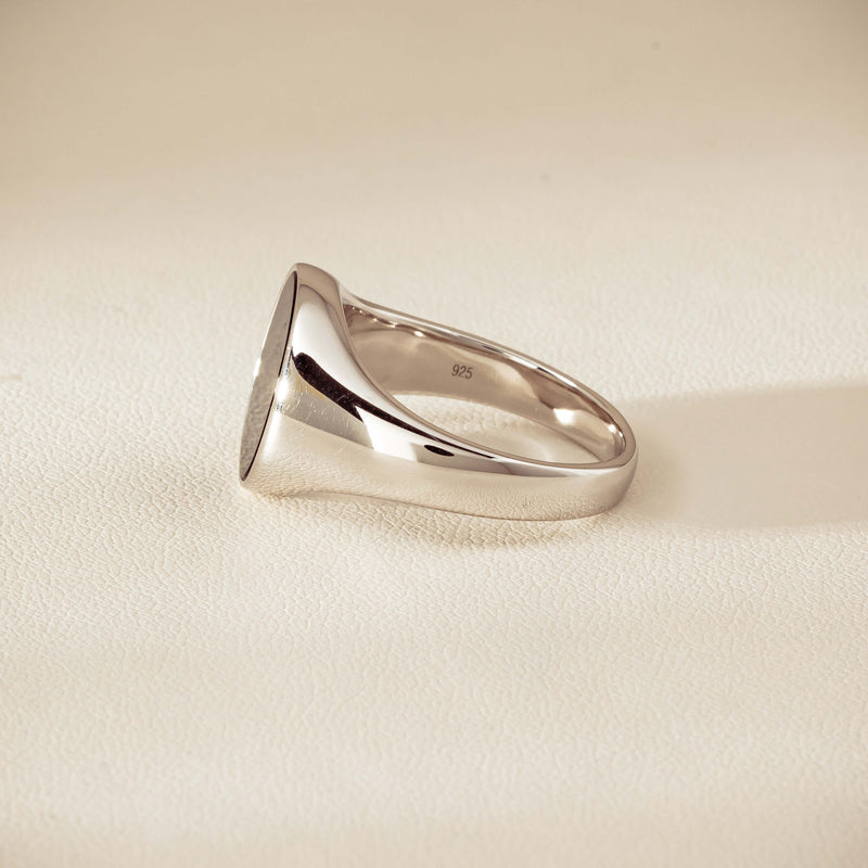 Sterling Silver Oval Onyx Signet Ring - Ring - Walker & Hall
