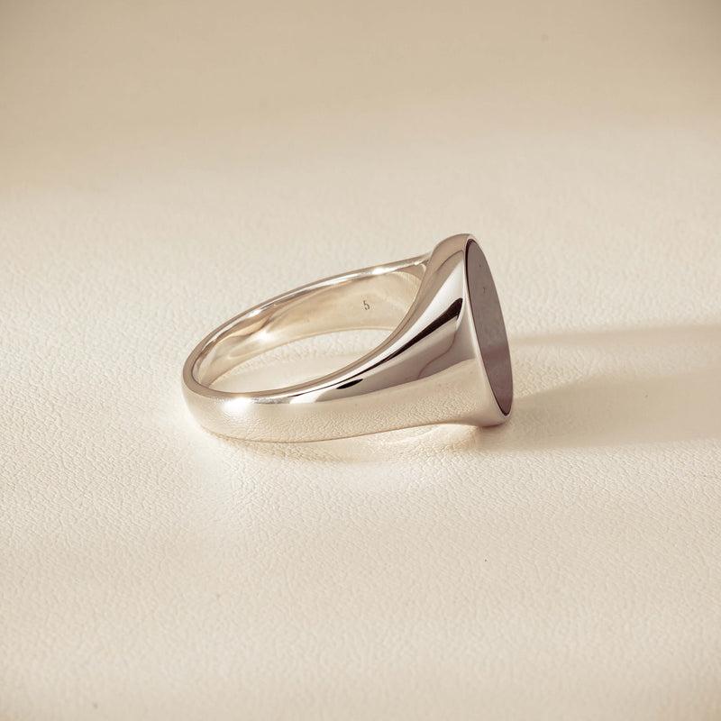 Sterling Silver Oval Onyx Signet Ring - Ring - Walker & Hall