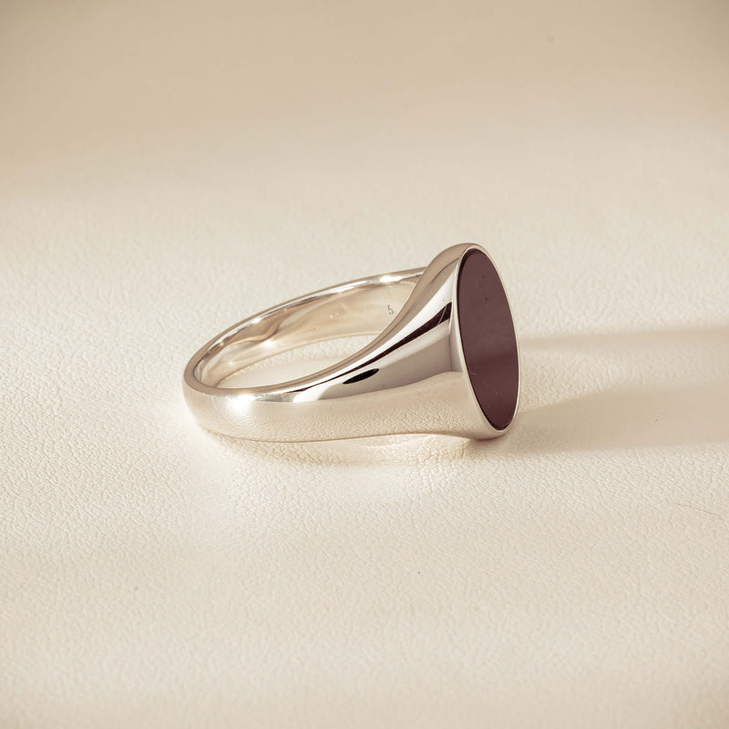 Sterling Silver Oval Onyx Signet Ring - Ring - Walker & Hall