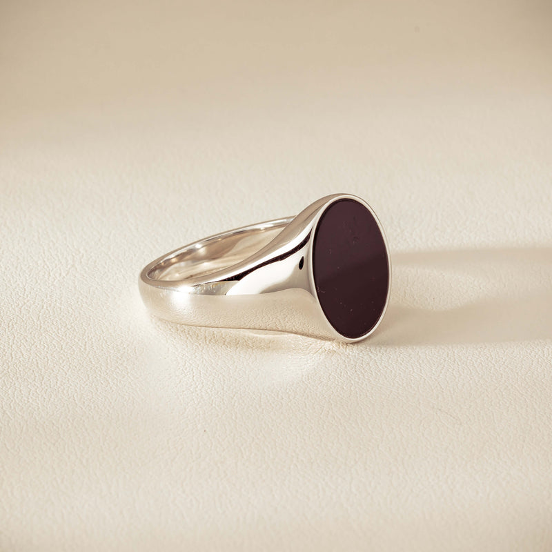 Sterling Silver Oval Onyx Signet Ring - Ring - Walker & Hall