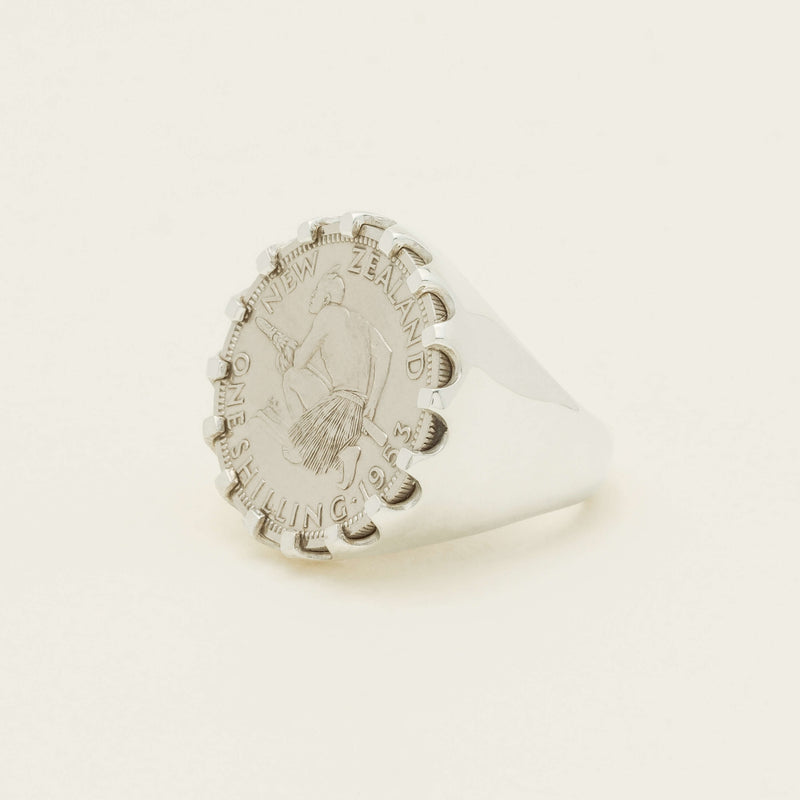 Sterling Silver Warrior Ring With NZ Shilling - Ring - Walker & Hall
