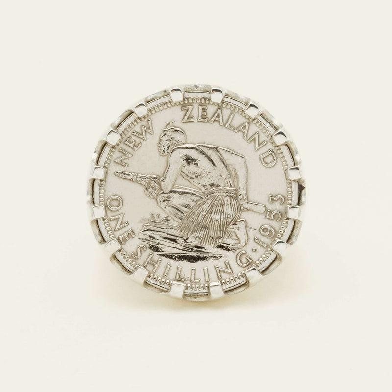 Sterling Silver Warrior Ring With NZ Shilling - Ring - Walker & Hall