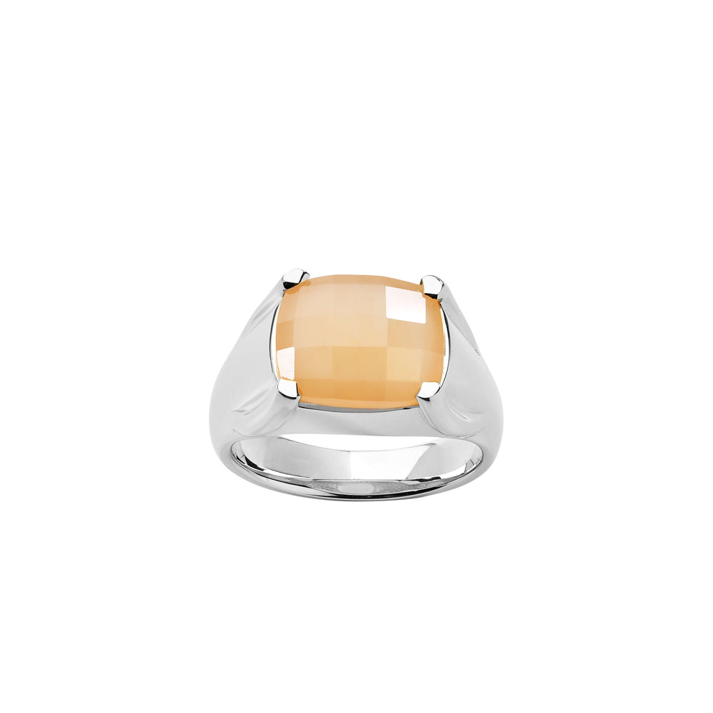 Karen Walker Chequerboard Ring - Sterling Silver & Peach Moonstone