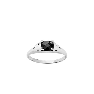 Karen Walker Mini Chequerboard Ring - Sterling Silver & Onyx