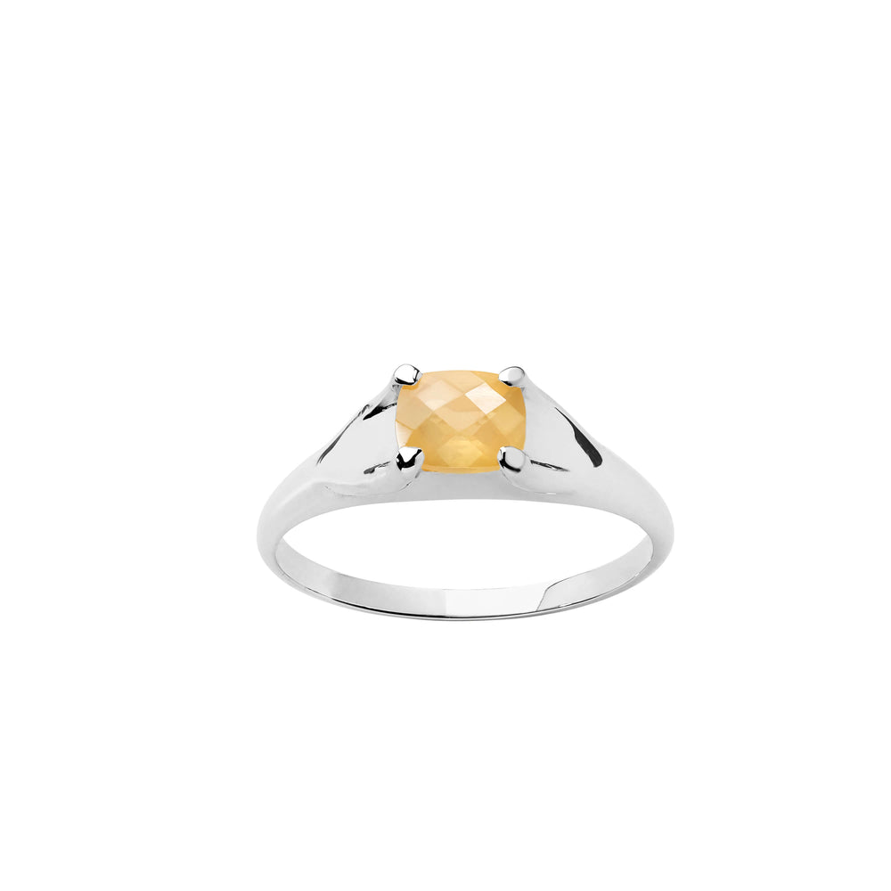 Karen Walker Mini Chequerboard Ring - Sterling Silver & Peach Moonstone