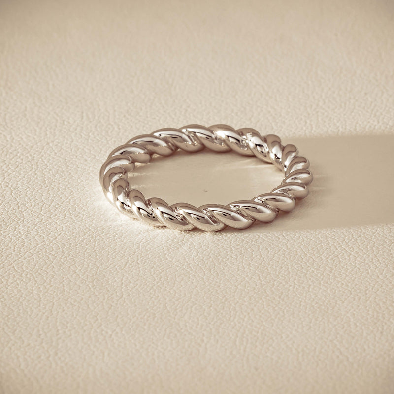 Sterling Silver Twine Stacking Band - Ring - Walker & Hall