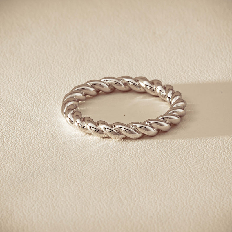 Sterling Silver Twine Stacking Band - Ring - Walker & Hall