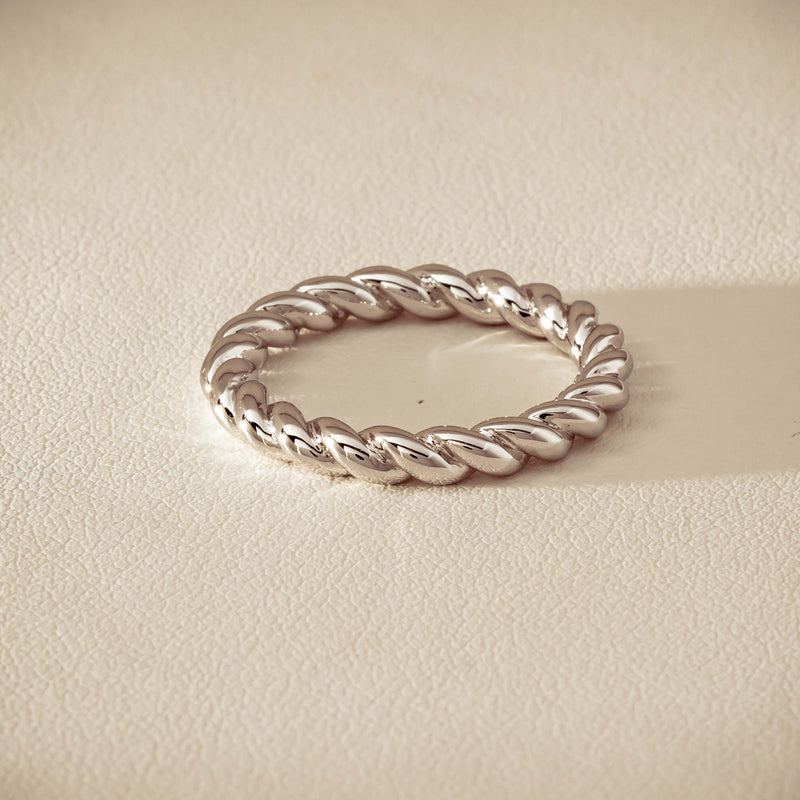 Sterling Silver Twine Stacking Band - Ring - Walker & Hall