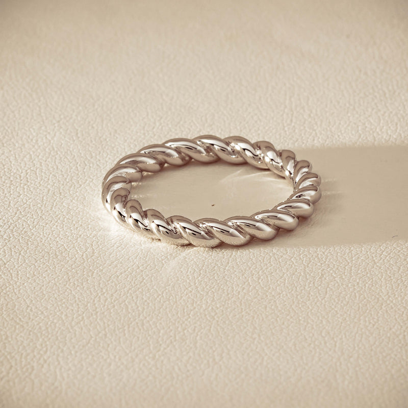 Sterling Silver Twine Stacking Band - Ring - Walker & Hall