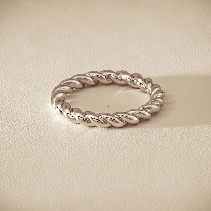 Sterling Silver Twine Stacking Band - Ring - Walker & Hall